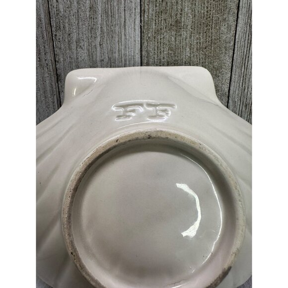 Vintage Fitz & Floyd Shell Trinket Soap Dish Ceramic White Beach Decor 5" DIA - Picture 5 of 13